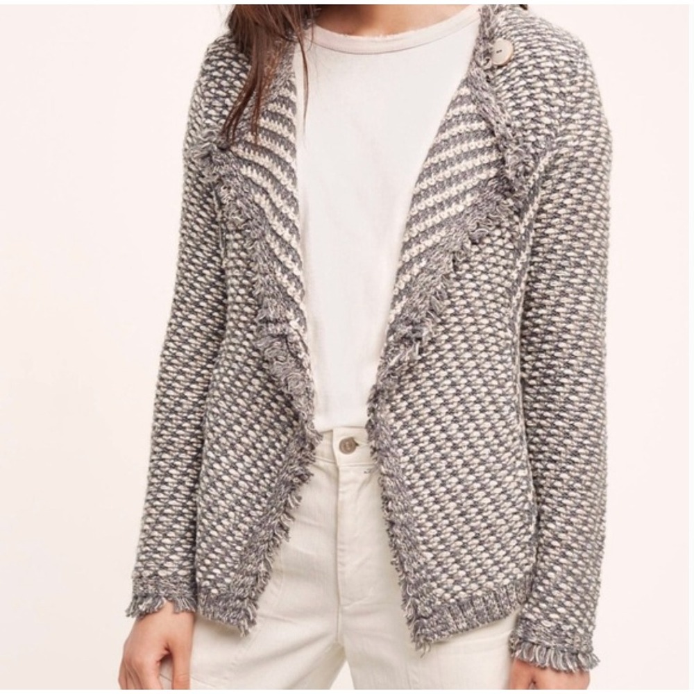 Anthropologie Angel of the North Tipperary Knit Sweater Jacket Gray Small EUC